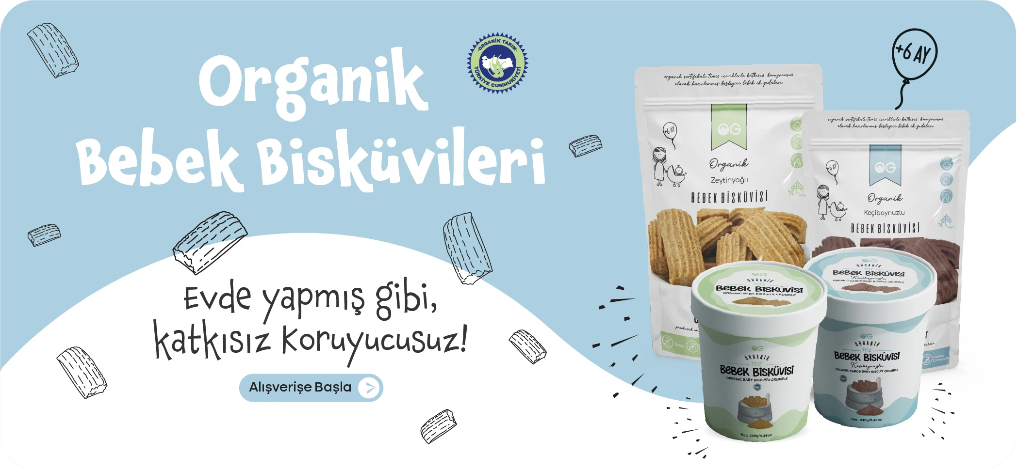 Bebek bisküvisi, organik bebe bisküvi, bebek ek gıda, bebek maması satın al, bebek atıştırmalık, sütsüz bisküvi