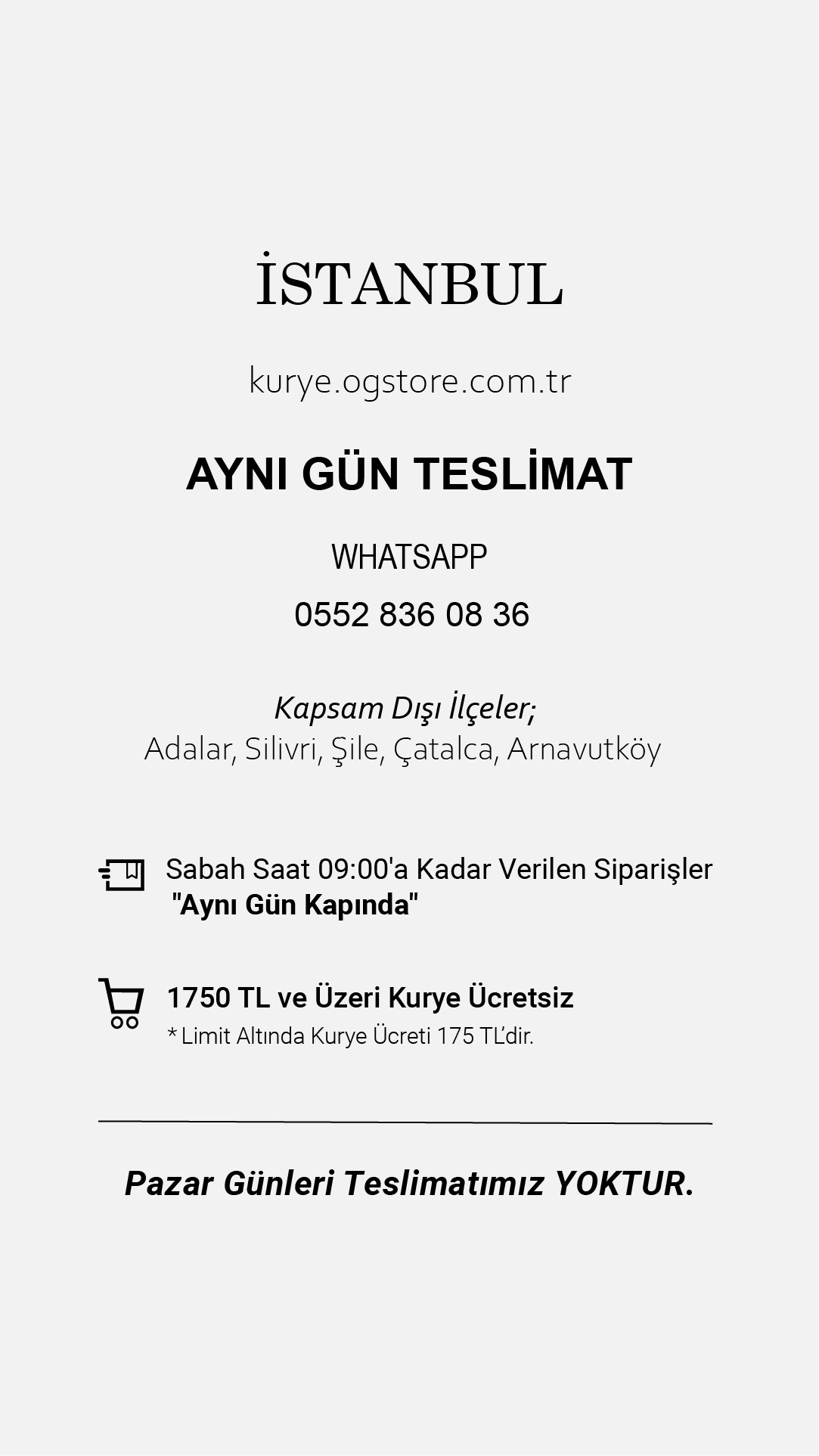 Kadikoy İstanbul OG Store organik gıda market kurye günleri