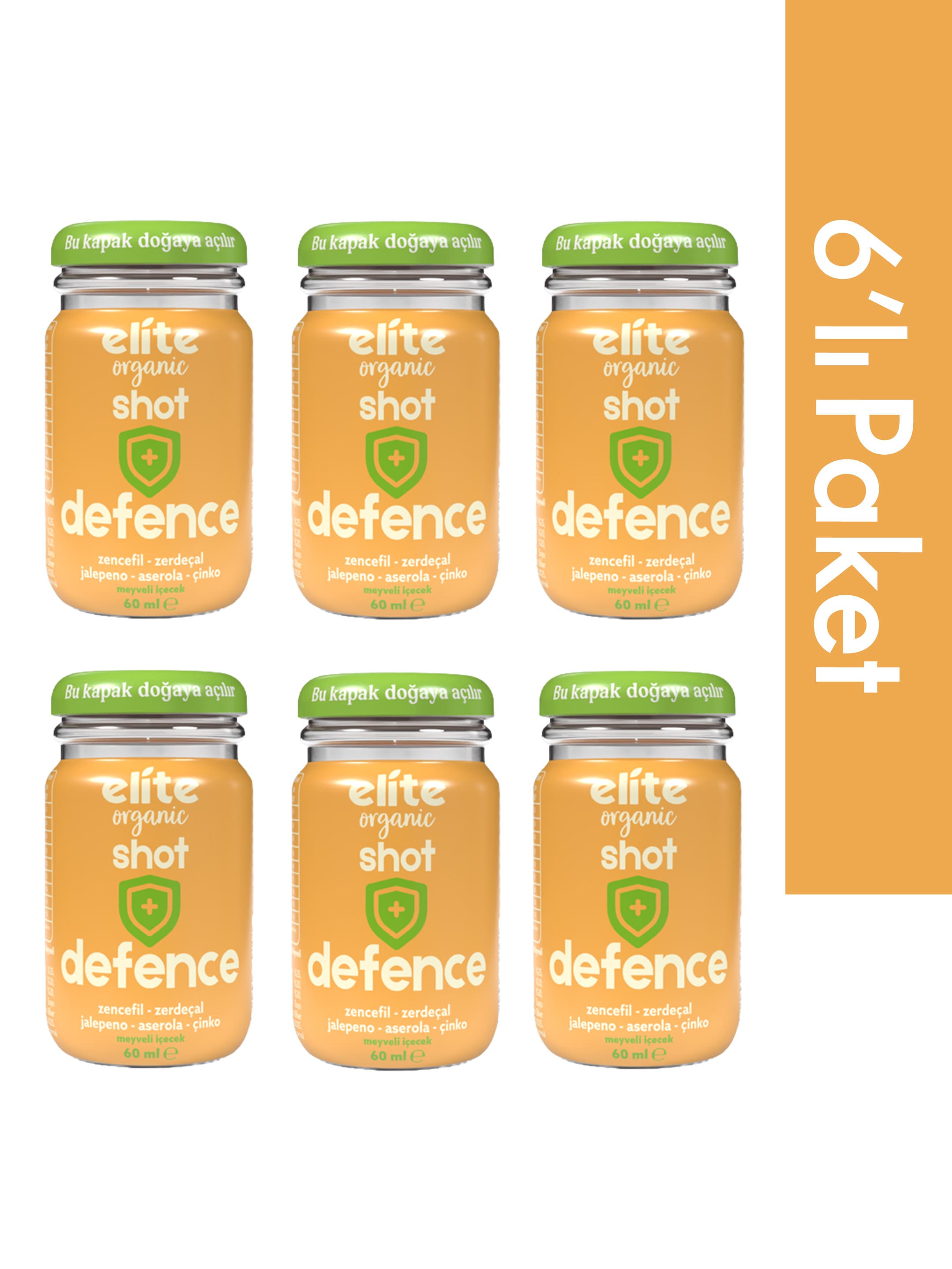 6'lı Shot Defence ( Zerdeçal ve Zencefil Baharatlı Meyveli İçecek ) – 60 ml