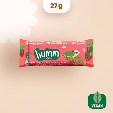 Organic Çilekli Fındıklı Yulaf Bar 27 Gr