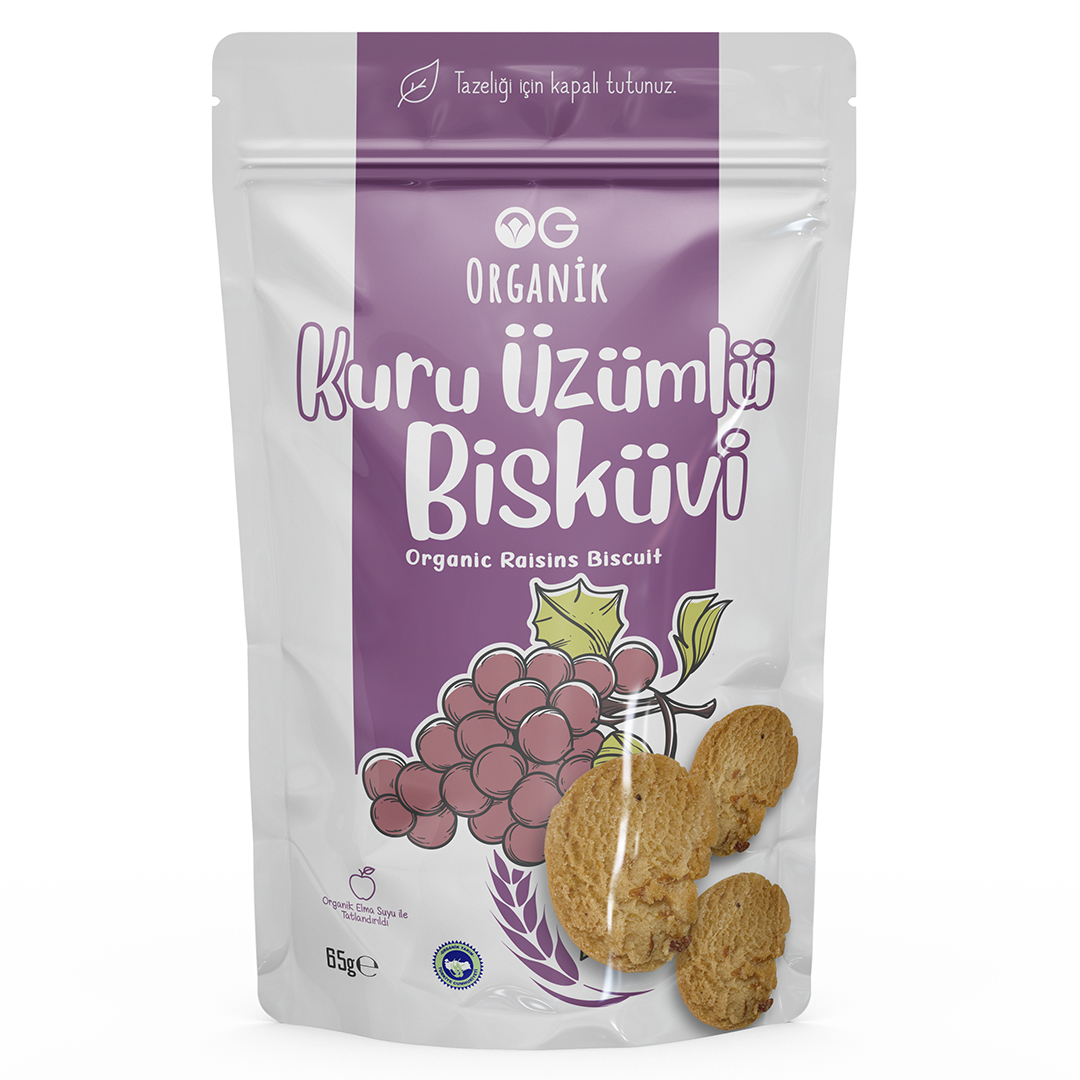 Organik Üzümlü Bisküvi 65 Gr