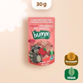 Organik Vegan Çilekli Mini Küpler 30 Gr