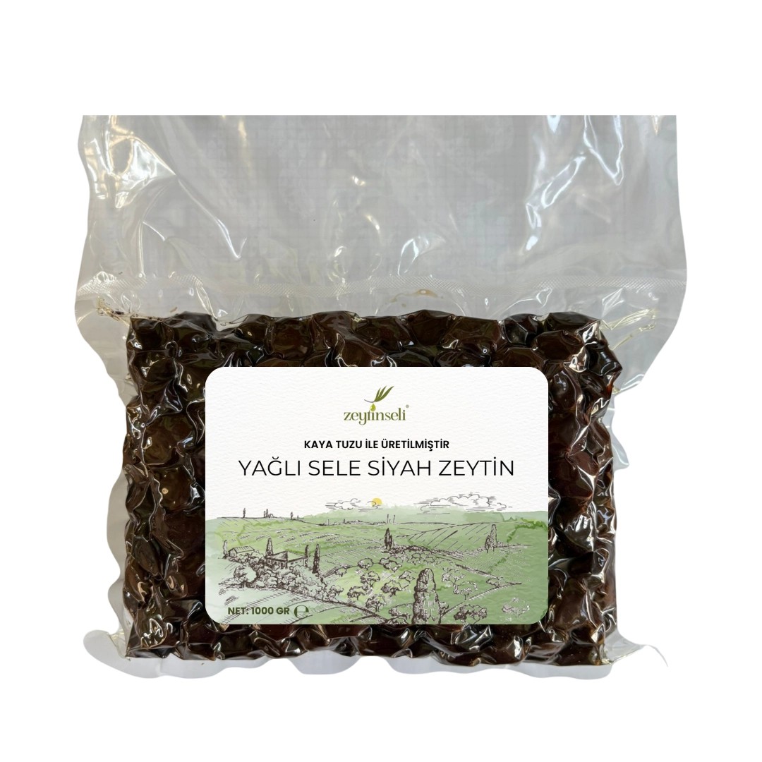 Zeytinseli Yağlı Sele Siyah Zeytin 1 KG
